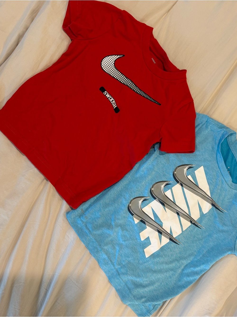 Nike Red and Light Blue Kids' Short-Sleeve Graphic Tees